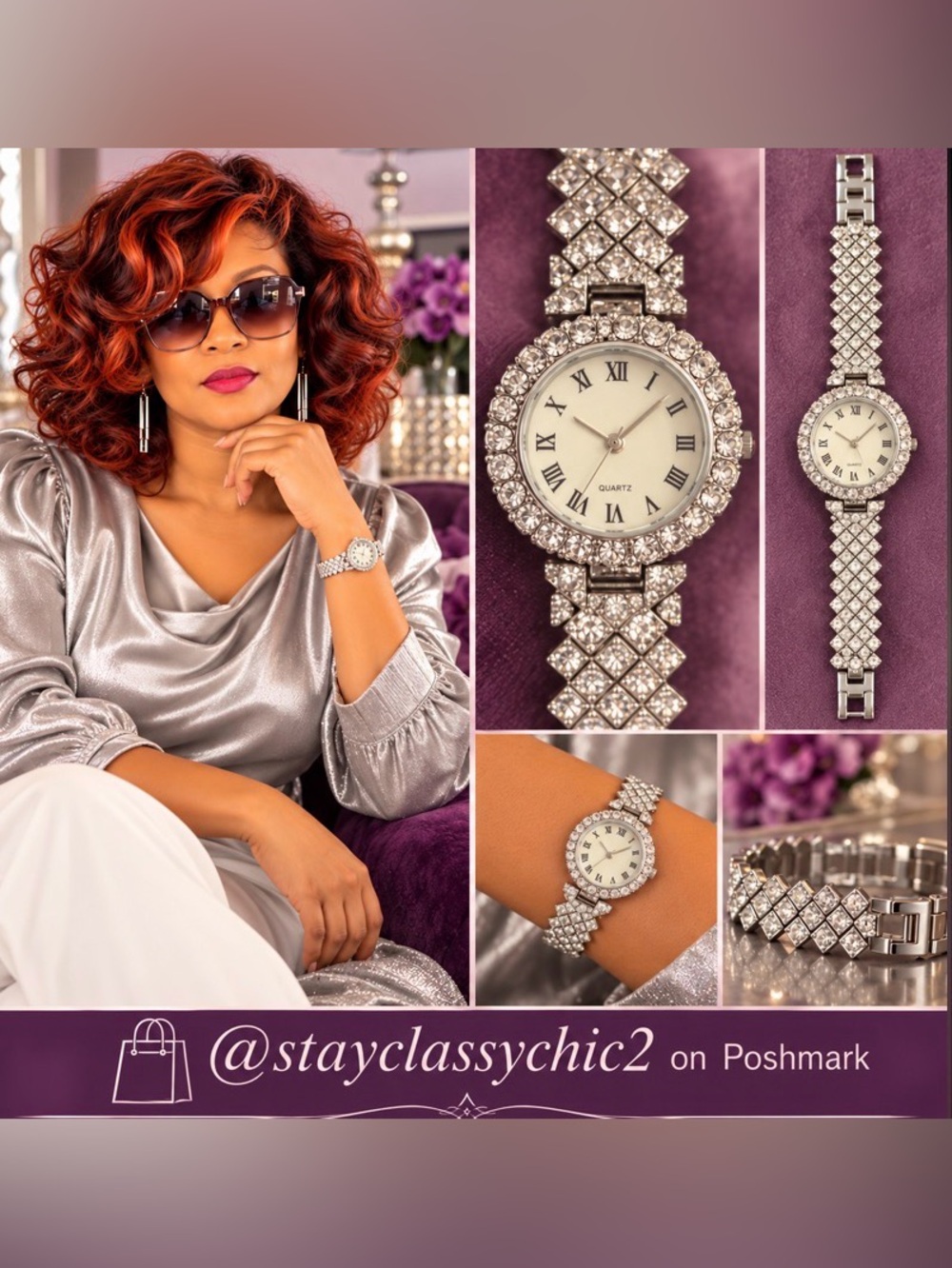 Rhinestone Crystal Silver-Tone Women's Bracelet Watch -